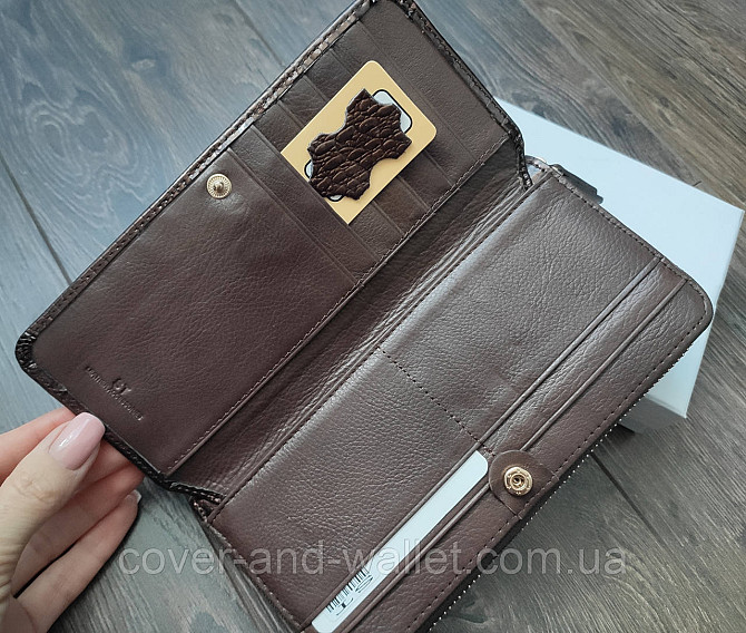 Женский лаковый кошелек на молнии из натуральной кожи ST Leather S7001A Dark brown Киев - изображение 2