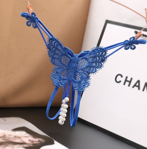 Трусики с жемчугом эротические синие 