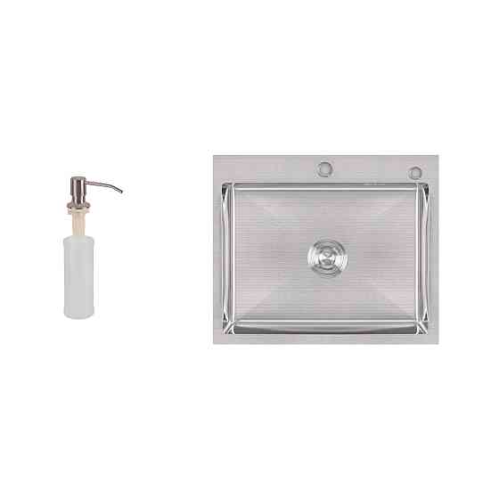 Мийка для кухні інтегрована Lidz Handmade H6050 (LDH6050BRU35371) Brushed Steel 3,0/1,0 мм Київ