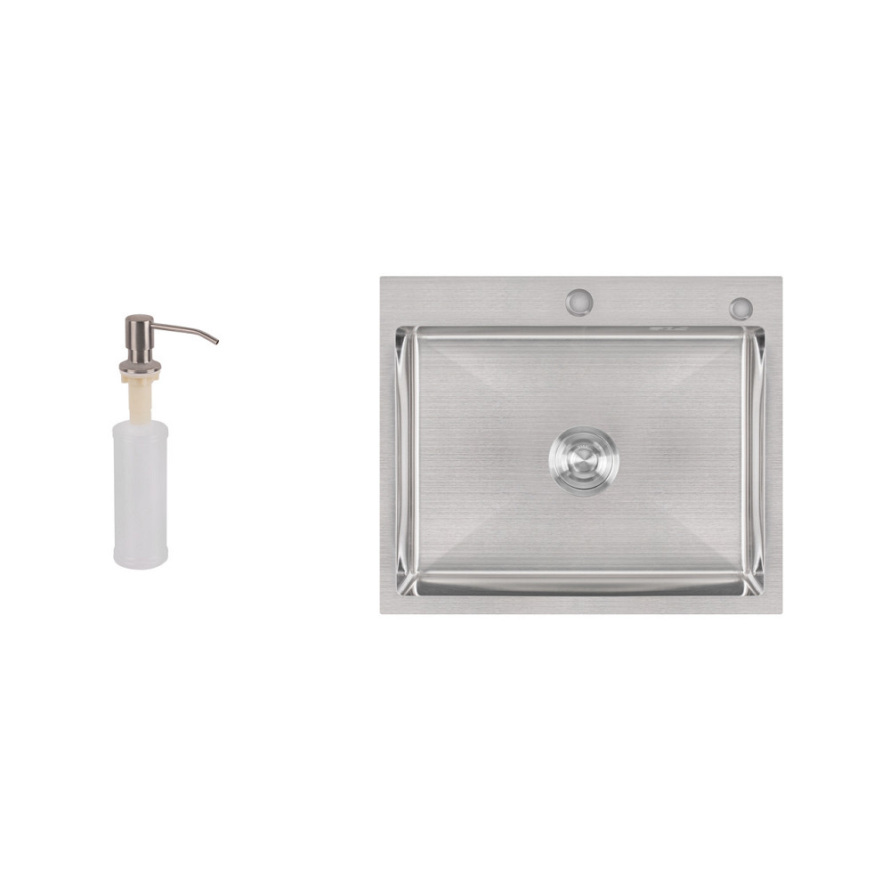 Мийка для кухні інтегрована Lidz Handmade H6050 (LDH6050BRU35371) Brushed Steel 3,0/1,0 мм Київ - фото 1