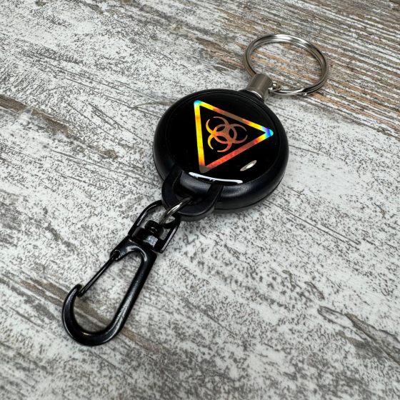 Ретрактор висувний брелок для карток доступу, бейджів і ключів зі стальним тросом 60 см Київ