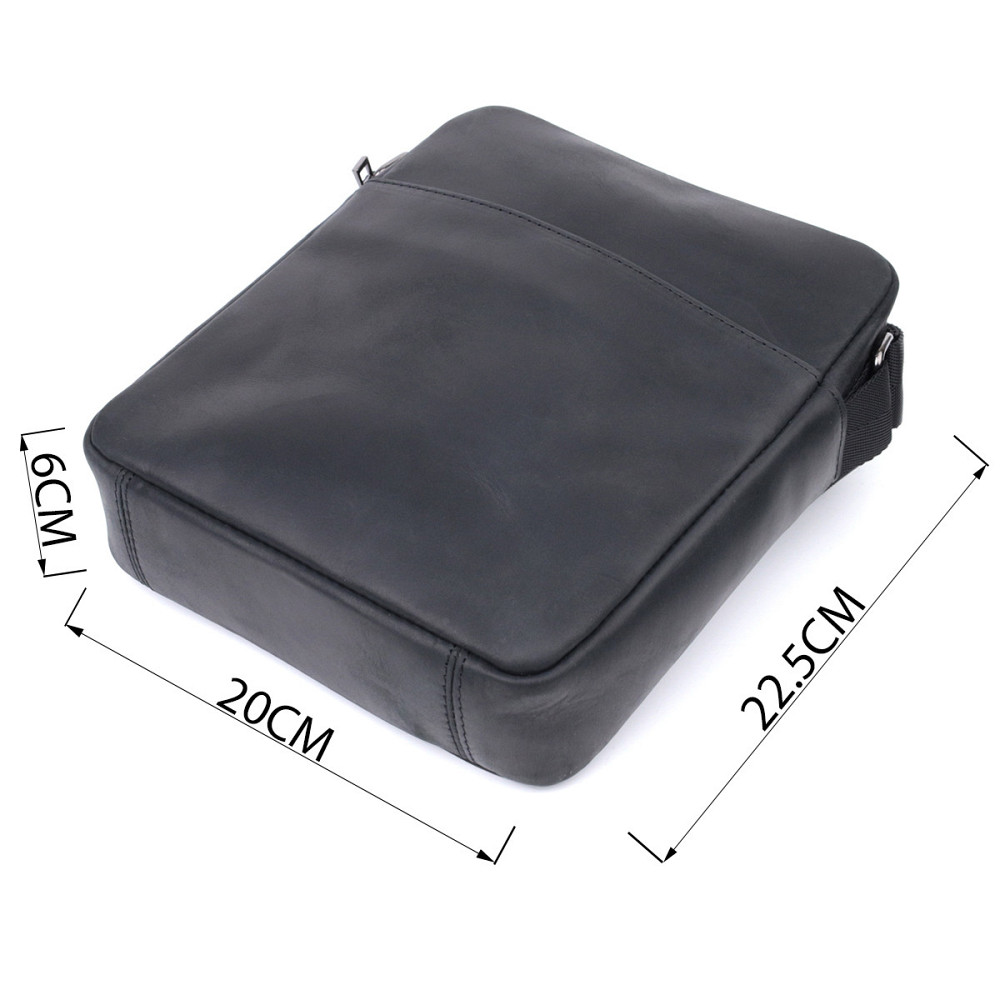 Чоловіча сумка через плече з матової шкіри Чорна (SHVIGEL) Київ - фото 7