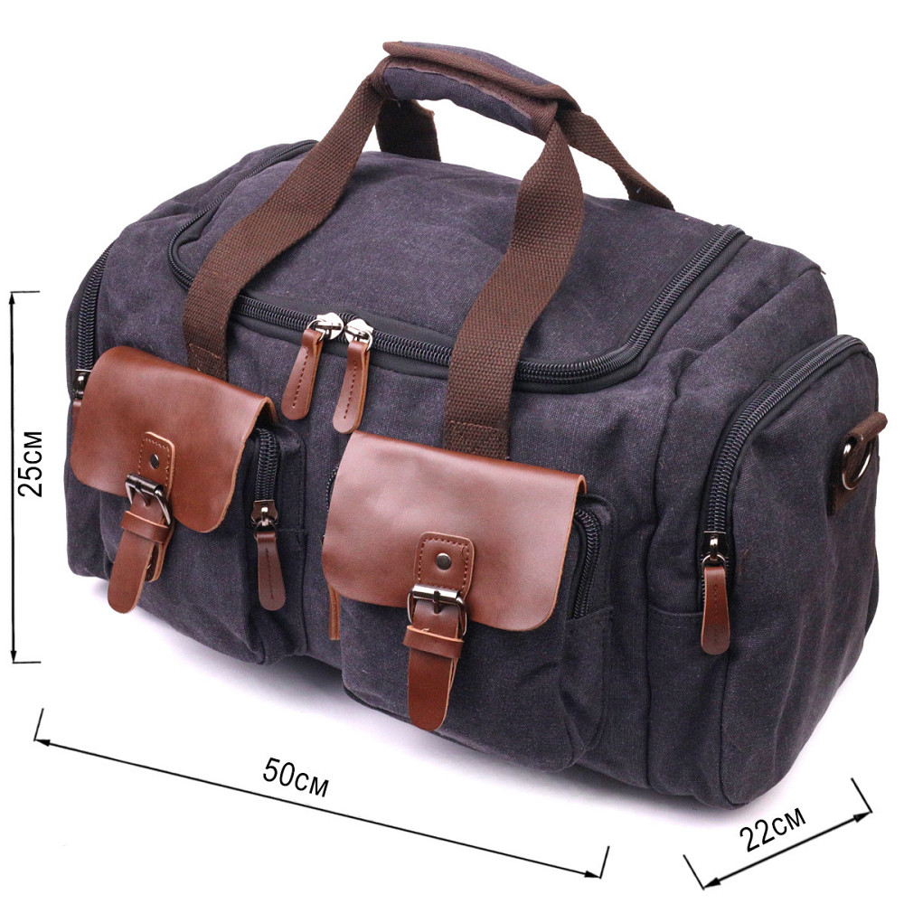 Велика дорожня сумка текстильна Чорна (Vintage) Київ - фото 7