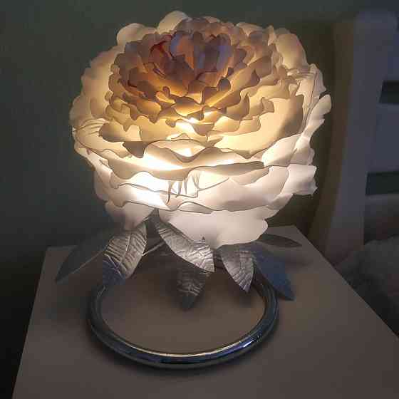 Світильник-нічник "Білий півонія на сріблі" Дніпро