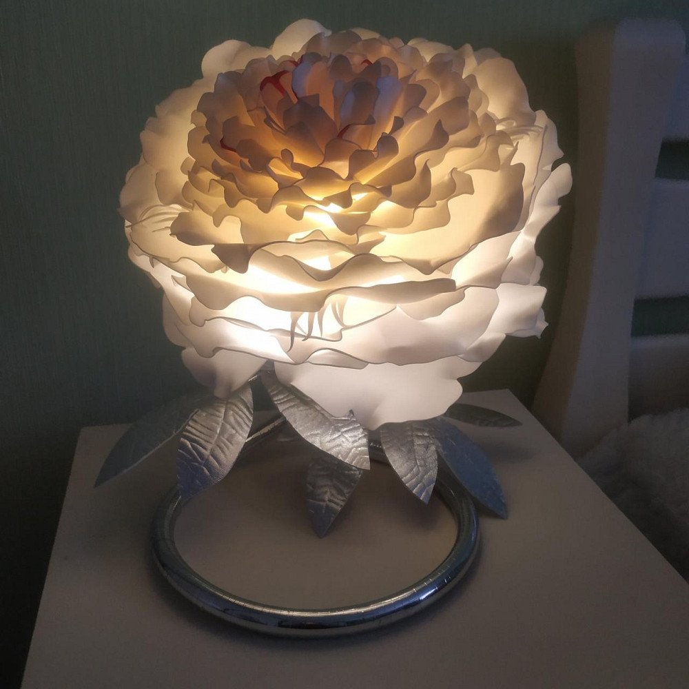 Світильник-нічник "Білий півонія на сріблі" Дніпро - фото 4