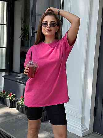 Велосипедки и футболка варенка тай дай оверсайз Малиновый M-L Харьков