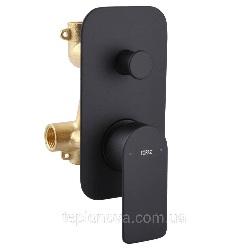 Смеситель для ванны встроенный TOPAZ SARDINIA TSG 08202-V-H20-BL 2 выхода, излив 190 мм, Черный Черновцы - изображение 3