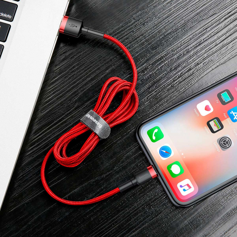 Кабель Baseus Cafule Lightning Cable 2A 3м золотий/чорний Львів - фото 5
