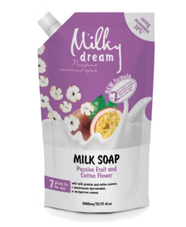 Крем-мило 1000мл Маракуя та квіти бавовни (дой-пак штуцер) Milky Dream Житомир