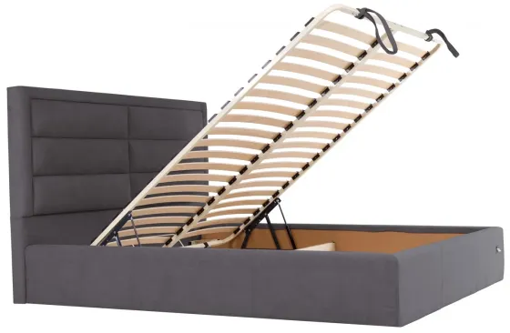 Ліжко Двоспальне Orlando Comfort 160 х 190 см Місті Dark Grey З підйомним механізмом та нішою для білизни Темно-сірий Київ