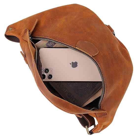 Кожаная мужская винтажная сумка на пояс Vintage 20371 Коричневый Киев