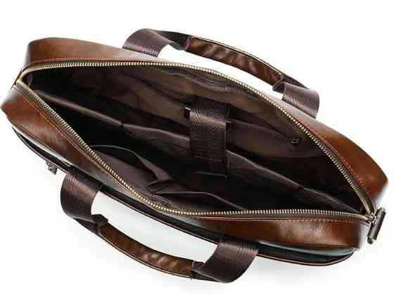 Деловая мужская сумка из зернистой кожи Vintage 14837 Коричневая Киев