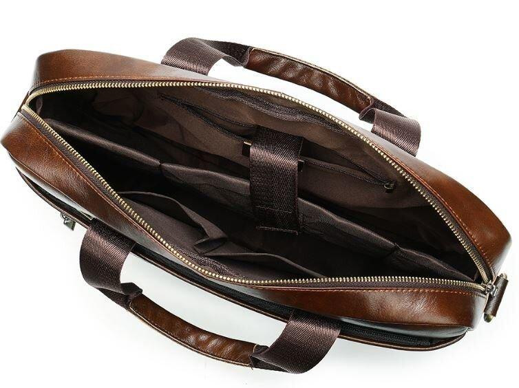 Деловая мужская сумка из зернистой кожи Vintage 14837 Коричневая Киев - изображение 1