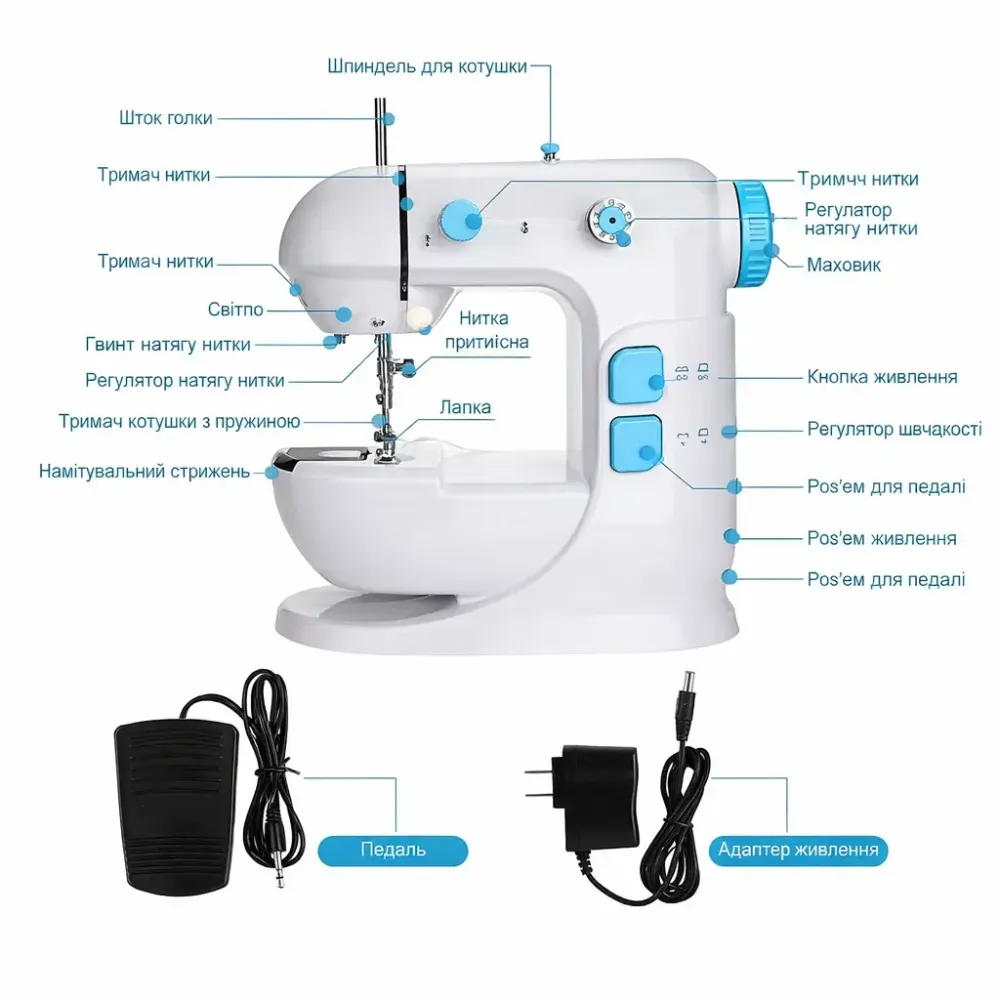 Электрическая швейная машинка с 2 скоростными режимами, Машинка для шитья одежды настольная с двойной нитью Коломыя - изображение 6