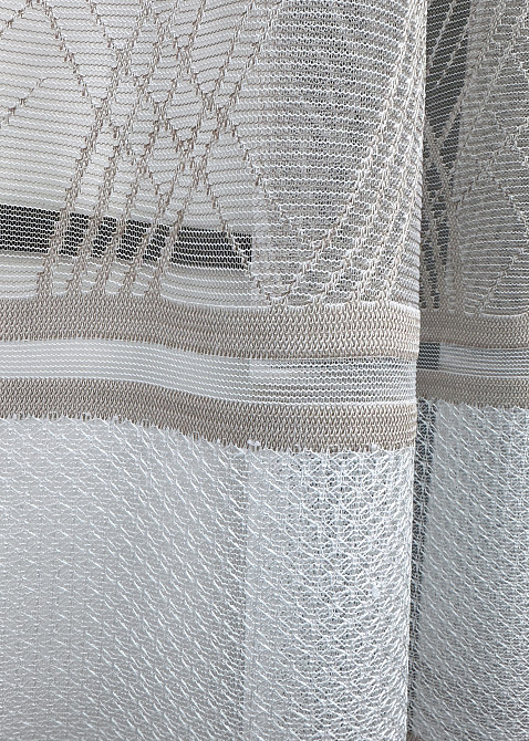 Короткий тюль VR-Textil 1954т Жакард Білий з капучино 350х140 см (42-1060) Київ - фото 8