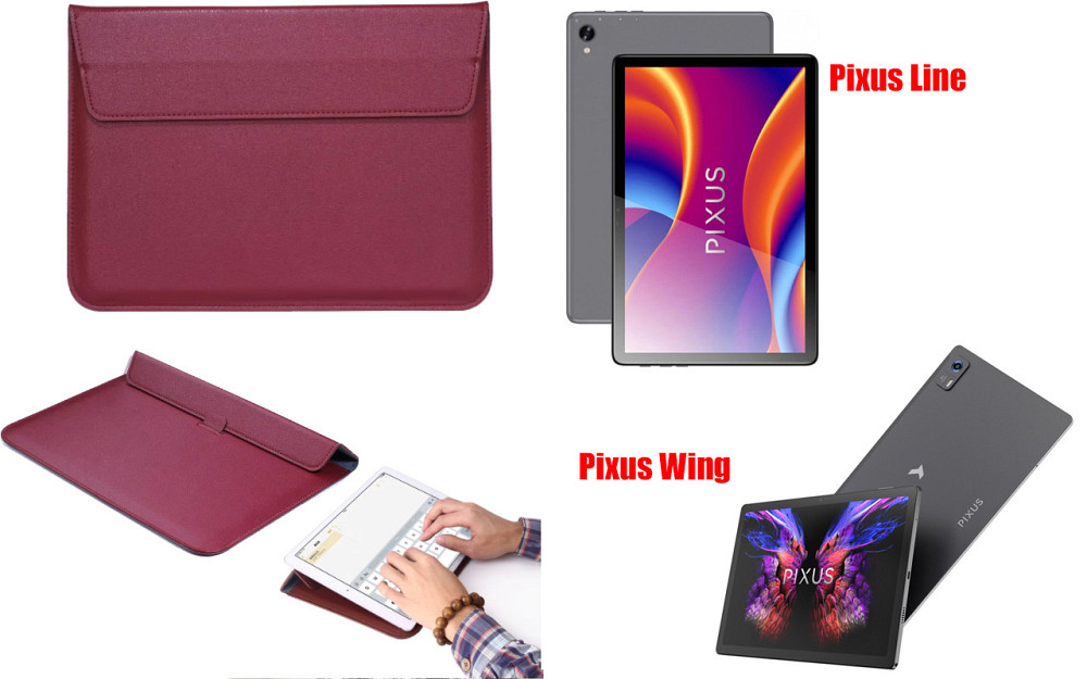 Чохол-конверт VitoCase для Pixus Line, Pixus Wing, з функцією підставки для планшета Бордовий Київ - фото 1
