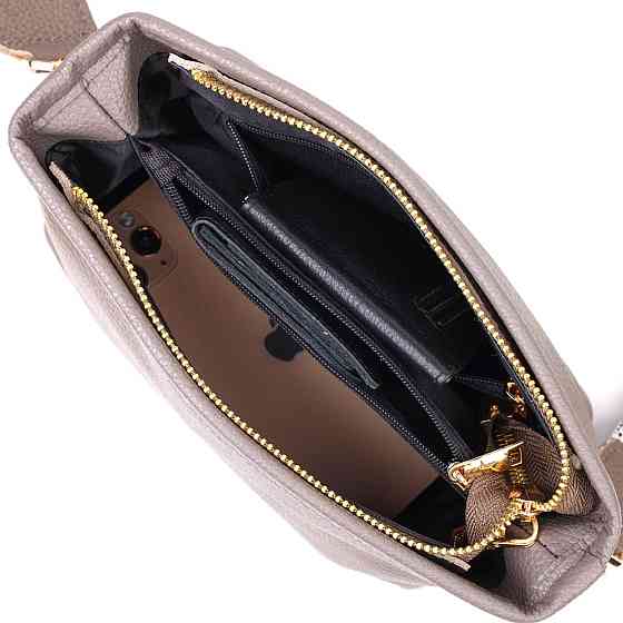 Компактна сумка на плече з натуральної шкіри 22098 Vintage Сіра Київ