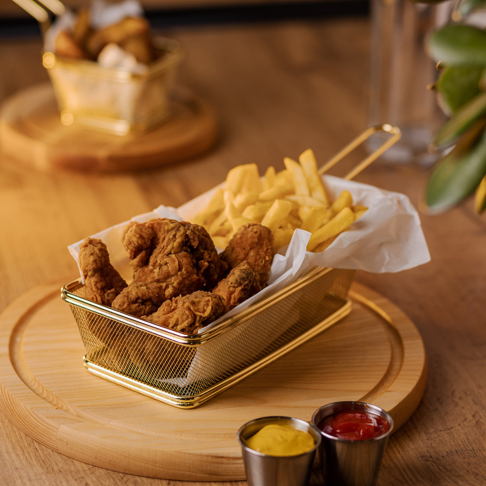 Zhongjing Кошик сервірувальний 21×11.5×5.5 см для подачі картоплі фрі та снеків з ручкою Золота Киев - изображение 4