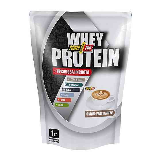 Сывороточный протеин Power Pro Whey Protein +урсоловая кислота 1 кг Flat White Киев
