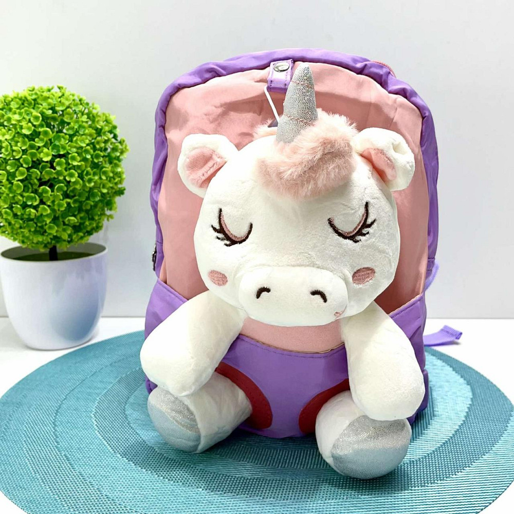 Рюкзак з м'якою іграшкою Єдиноріг 1 відділення 20см Фіолетовий (FG24032735B) Чернігів - фото 1