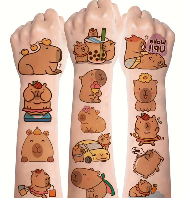 Набір 30 шт тимчасові тату капібара наклейки на тіло дитячі водостійкі тату стікери Київ - фото 2