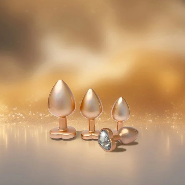Набор из трёх анальных пробок Dream Toys Gleaming Love, размеры S, M, L, перламутрово-золотые Sex Aura Киев - изображение 5