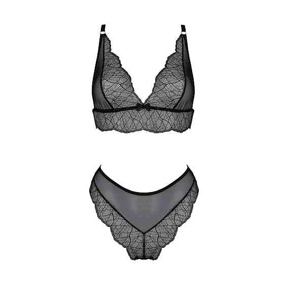 Комплект белья Passion AMBERLY SET 4XL/5XL black, лиф, трусики бразилиана, люрексовая нить Sex Aura Киев