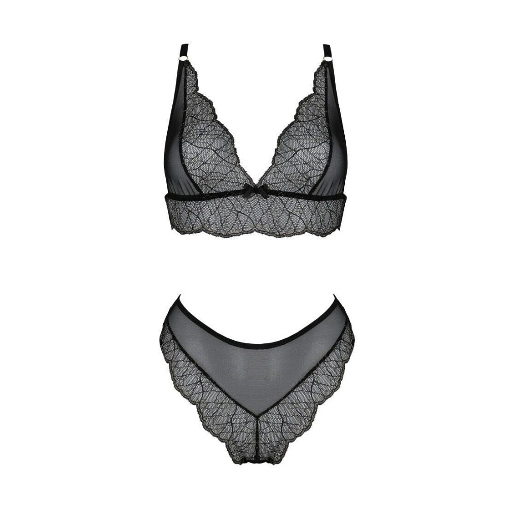 Комплект белья Passion AMBERLY SET 4XL/5XL black, лиф, трусики бразилиана, люрексовая нить Sex Aura Киев - изображение 3