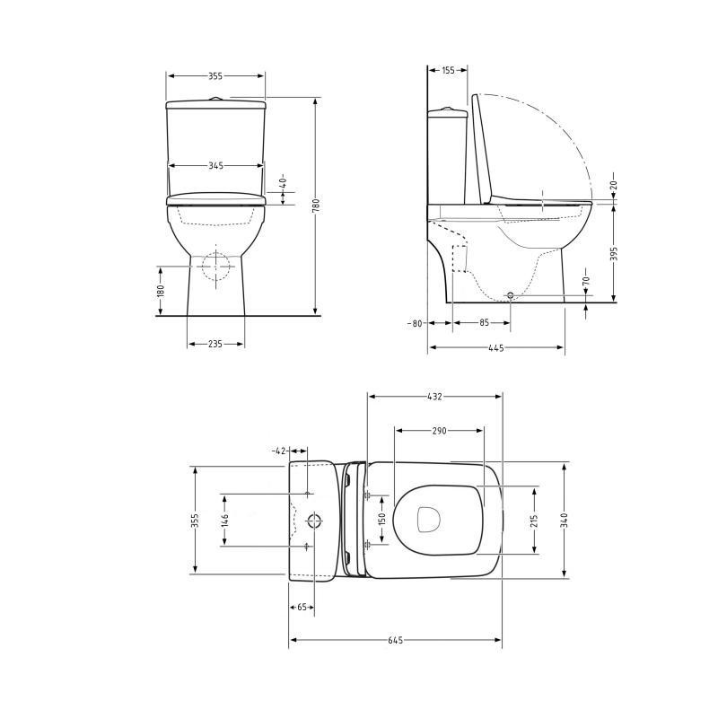 Унітаз підлоговий Qtap Presto Quadro безобідковий із сидінням Soft-close QTPRE27W51021 Київ - фото 2