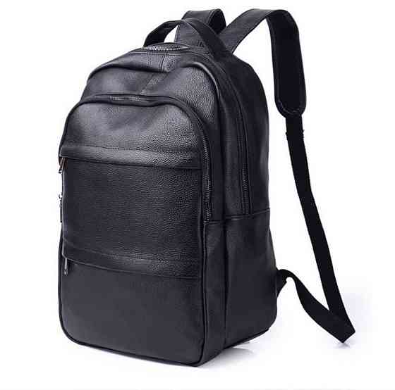 Мужской рюкзак для ноутбука Tiding Bag (28 х 42 х 18 см) из натуральной кожи Черный Киев