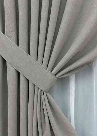 Комплект штор VR-Textil 100% блэкаут ASHEN NIGHT 150х270 2шт и Тюль 600х270 1848ш-1153т кофейно-серый с белым 71-085/5 Киев