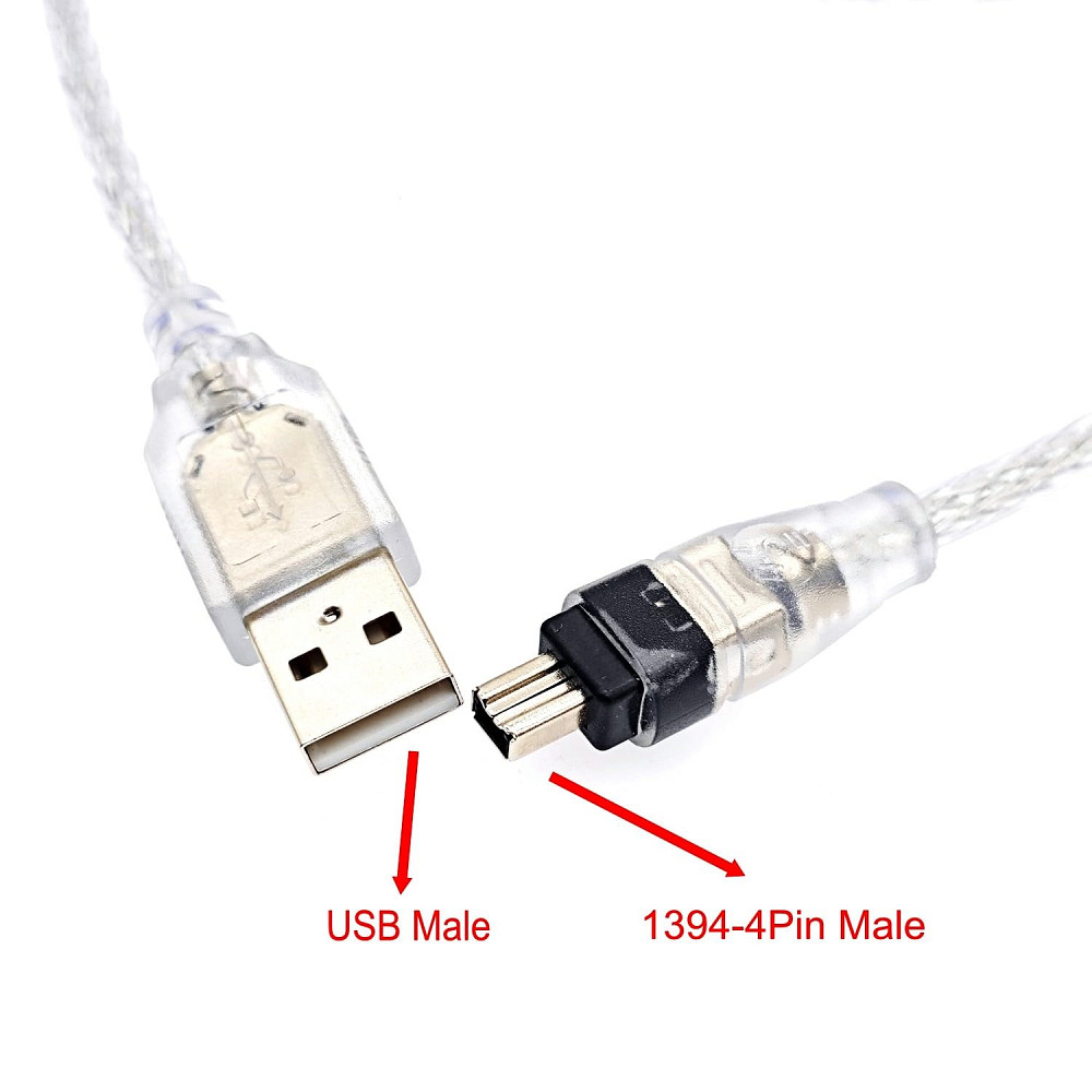 Кабель для підключення цифрових відеокамер Firewire IEEE 1394 (4‑pin) USB 2.0 1.5м Луцьк - фото 2