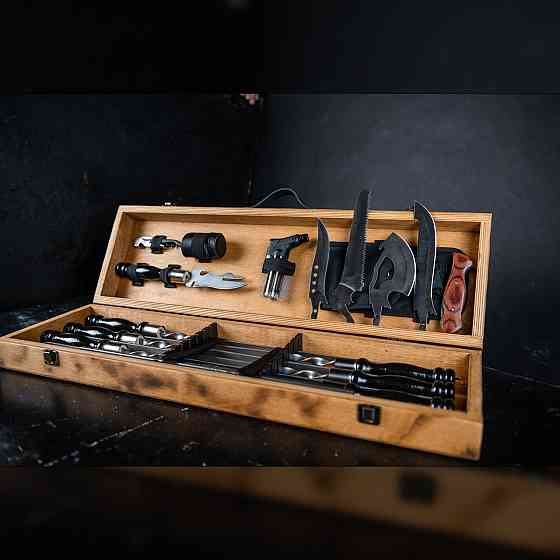 Шампури подарункові набір бокс для пікніка гриля та барбекю Оригінальні Віп подарунки на день народження татові, хлопцю, Тернопіль