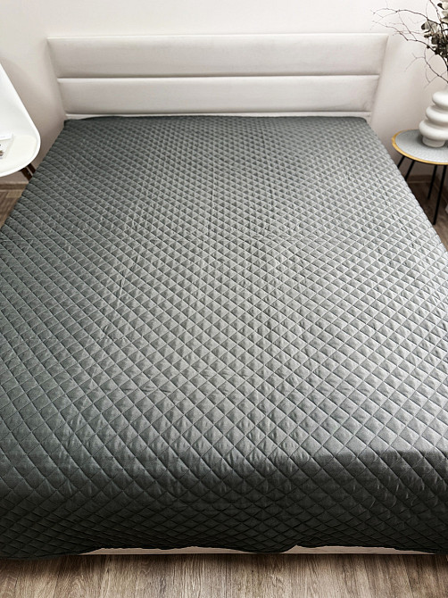 Ecotton Покривало Ecotton 200х220 см антиалергенне з полісатину сірого кольору Nid Grey Коломия - фото 8