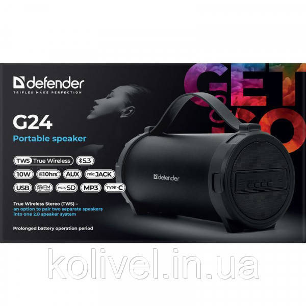 Акустична система 1.0 Defender G24 10W, BT/TF/USB/AUX/1500мАч (65124) Киев - изображение 5