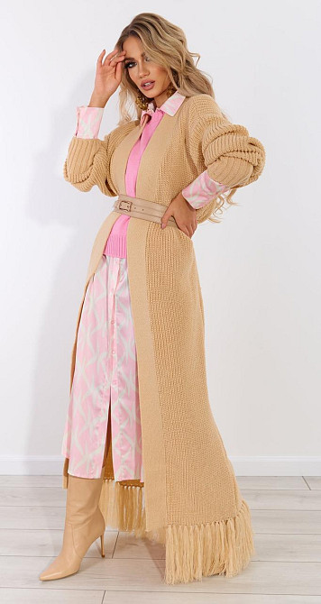 Подовжений кардиган із бахромою (48-54) Київ - фото 1