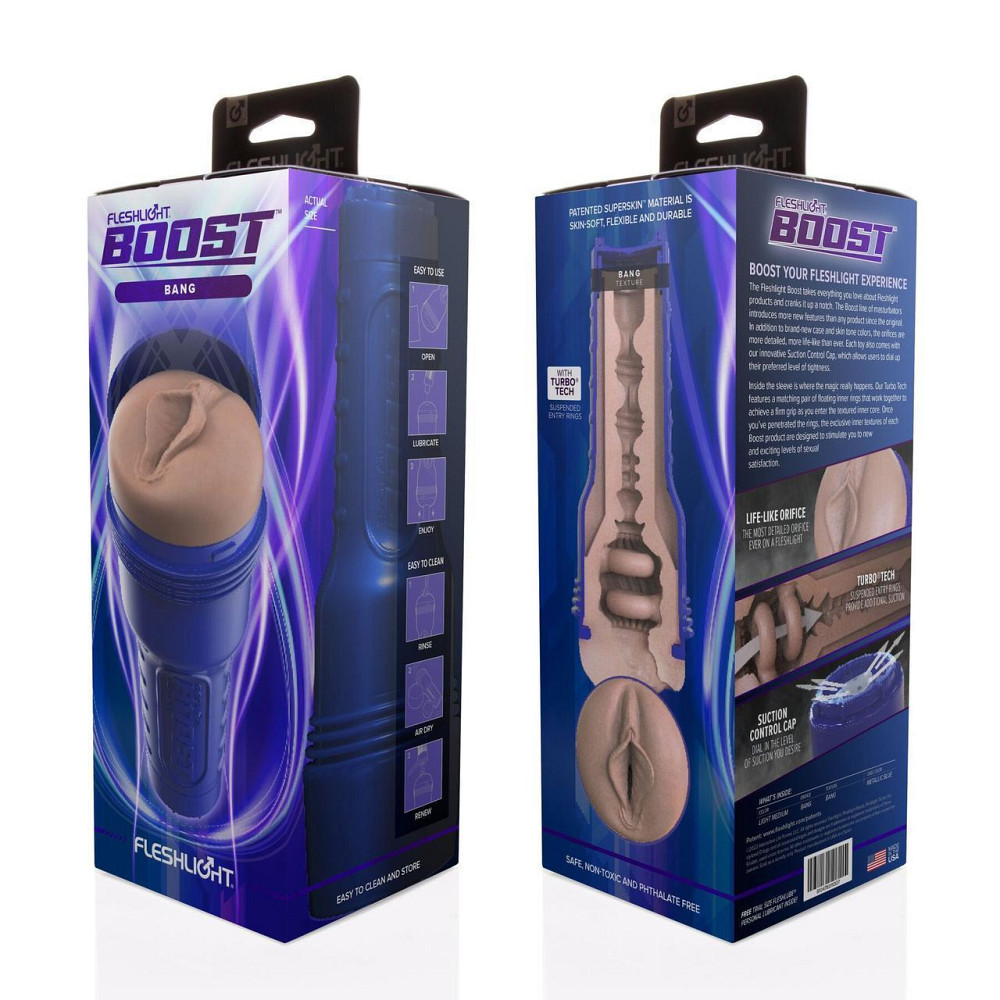 Мастурбатор-вагіна Fleshlight Boost Bang Light Medium Flesh, плаваючі кільця Turbo Tech Sex Aura Київ - фото 8