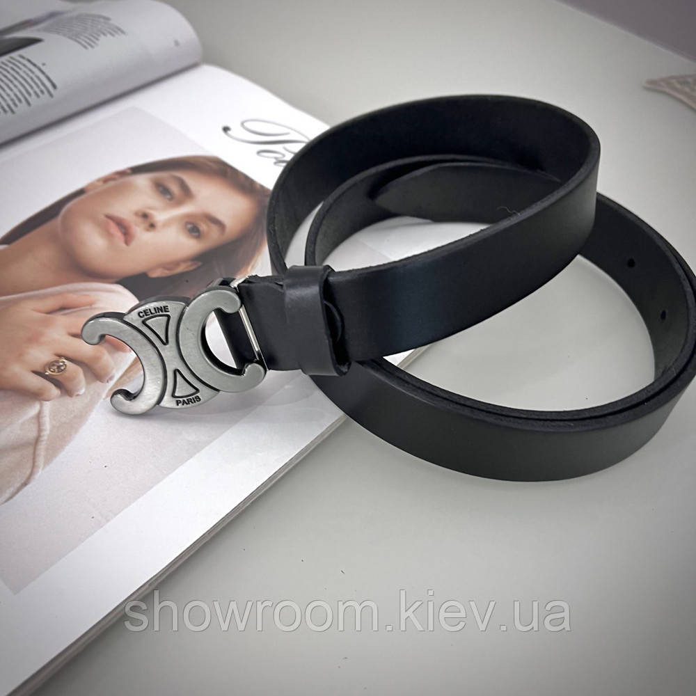 Женский кожаный ремень Celine grey (3 cм) Киев - изображение 4