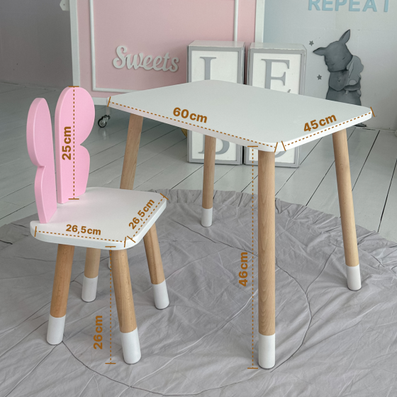 Дитячий столик і стілець "Метелик" біло-рожеві Київ