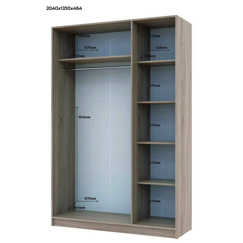 Шафа розпашна для одягу Doros Промо 135х48х204 см Дуб сонома (DRS-011203) Львів - фото 4