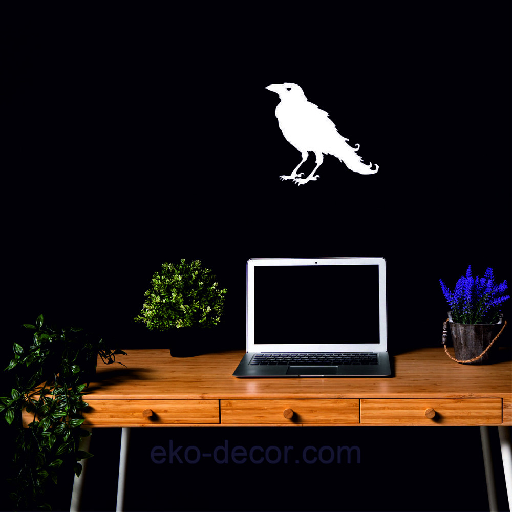 Декоративное настенное Панно «Ворон» Декор на стену 90*81 см, Белый Киев - изображение 3