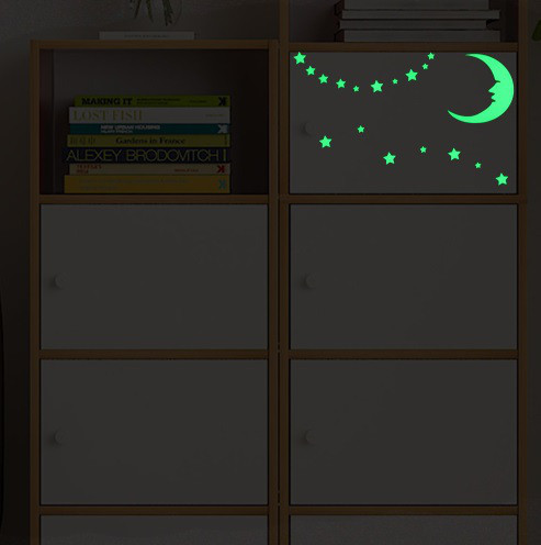 Люмінесцентна наклейка Місяць із зірками 10 на 10 см салатовий Київ - фото 5