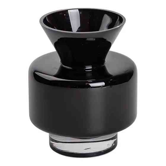 Ваза з кольорового скла для квітів 17.5 см декоративна ваза для декору та інтер'єру 1.5 л Чорна HP-10-32 Коломия