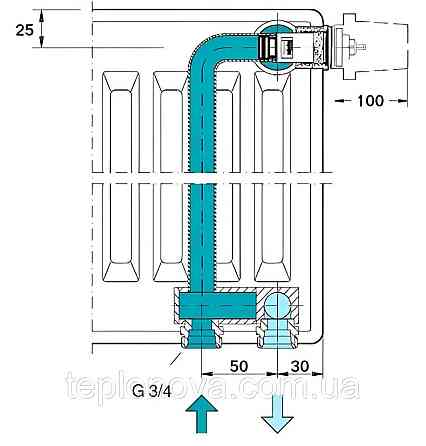 Клапан INNER під термоголовку М30x1,5 панельного радіатора OPTIMUM/KALITE 1/2| НР (в трубу) Чернівці