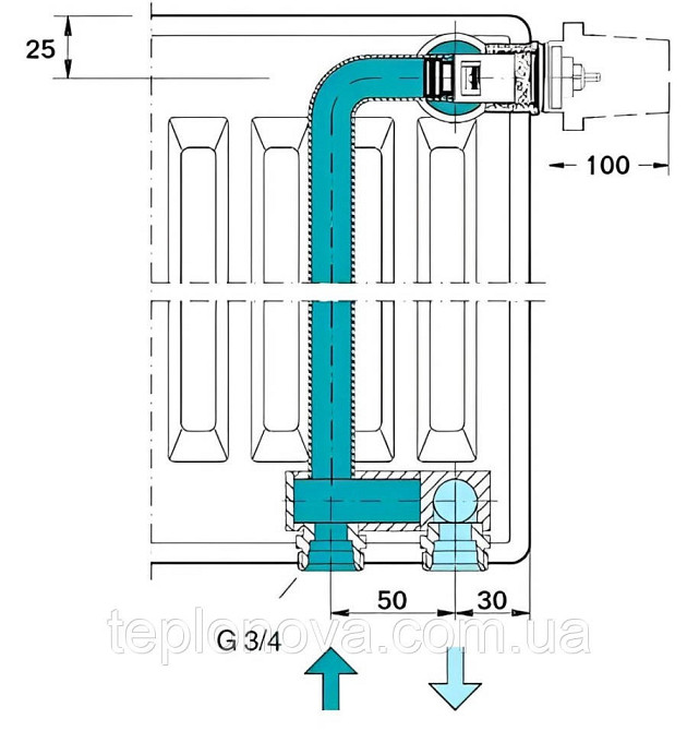 Клапан INNER під термоголовку М30x1,5 панельного радіатора OPTIMUM/KALITE 1/2| НР (в трубу) Чернівці - фото 2