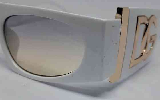 Брендовые модные женские очки белые линзы бежево золотые. Киев