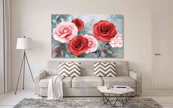 Картина полотно у вітальню / спальню      Троянди     MLP_251 ( 60х30см ) Київ
