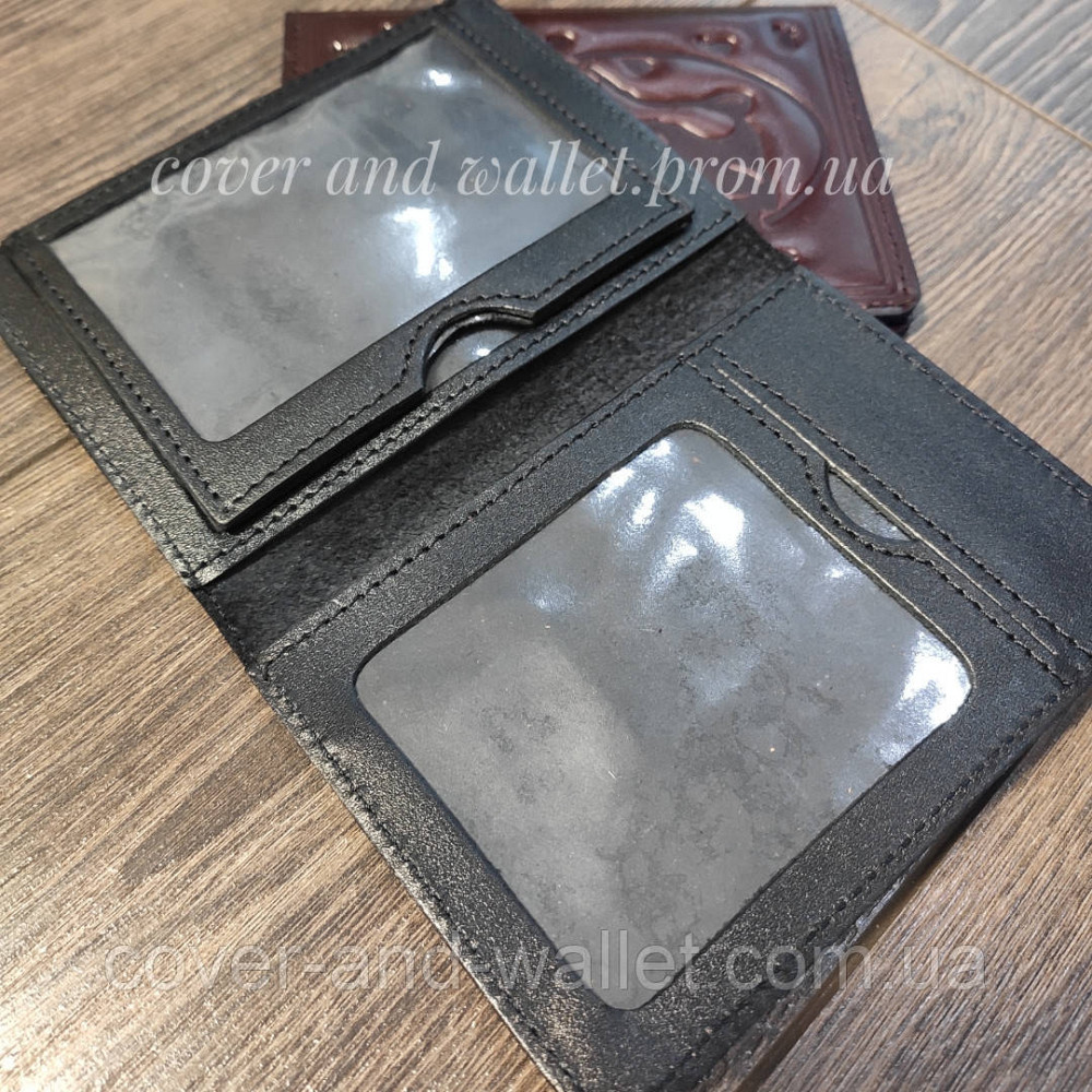 Чорна шкіряна обкладинка для документів мисливця Киев - изображение 2