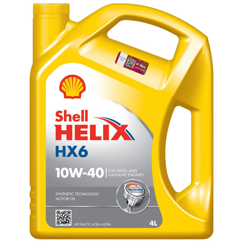 Shell Helix HX6 10W-40, 4л – Напівсинтетична моторна олива для бензинових і дизельних двигунів (2000–2025) Ковель - фото 1