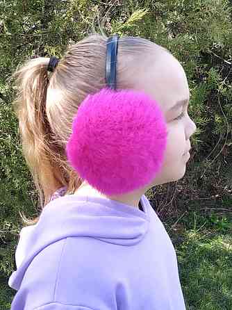 Хутряні навушники дитячі з кролика Фуксія Харків